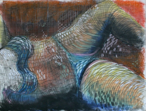 LINES & CURVES VI (18X24) CHARCOAL & PASTEL on PAPER