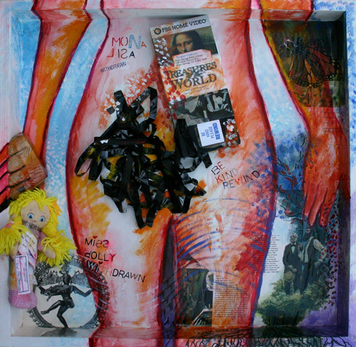 ELEMENTS - FIRE - MY BODY FEELS THE FIRE WITHIN (24X24X3.25) MIXED MEDIA WOOD BOX