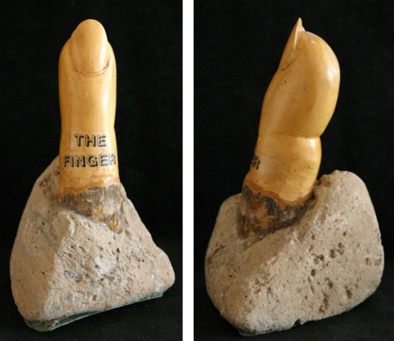 THE FINGER (7.5 X 4 X 4.5) WOOD & PUMPICE STONE