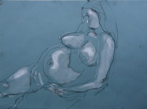 PREGNANT WOMAN 2 (18X24) CHARCOAL & PASTEL on PAPER