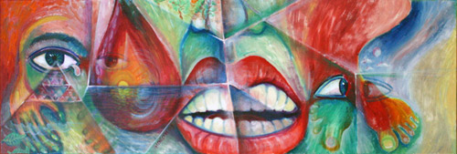 REFLECTIONS-TEAR OF BLOOD (12 X 36) OIL on CANVAS